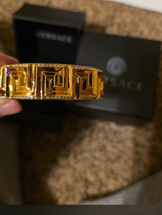 Versace Jewelry - VERSACE Medusa and Greca logo gold tone double cuff bangle bracelet/ NEVER Worn